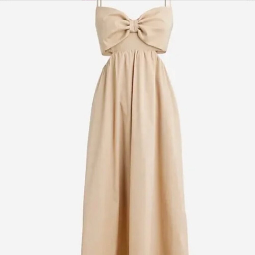 J.Crew - NWT Bow Front Cutout Midi Dress In Stretch Taffeta SIze 0